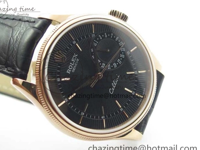 Markers Edition on Date BP Real Stick Cellini Black SA3165 RG 50519 Best Black Maker Dial Strap Leather 0725